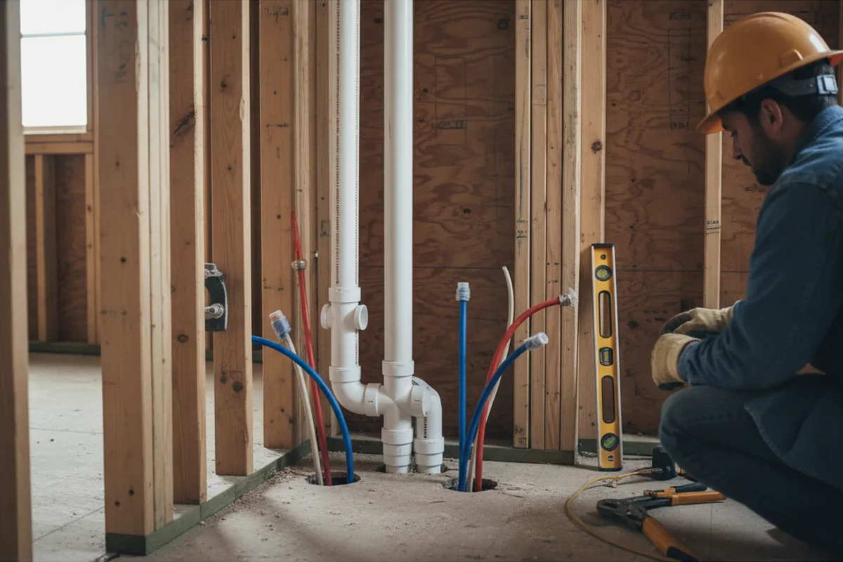 Drain and supply rough-in during Leak Detection in Mount Morris